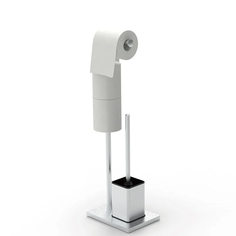 Bathroom floor paper towel holder with toilet brush Stainless steel roll paper holder Standing toilet paper holder storage rack