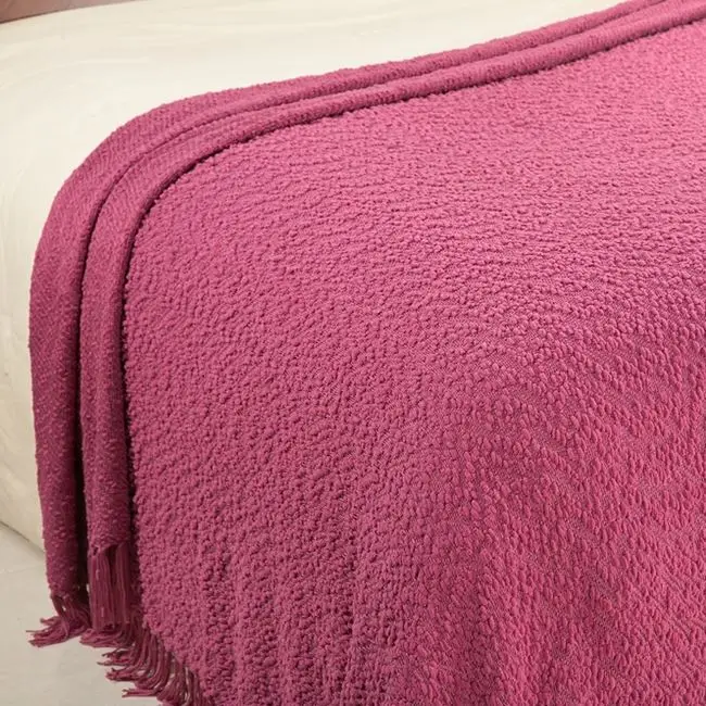 Wholesale Plain Style 82%Polyester 12%Acrylic Yarn Dyed Chunky Boucle Fancy Dot Woven Blanket