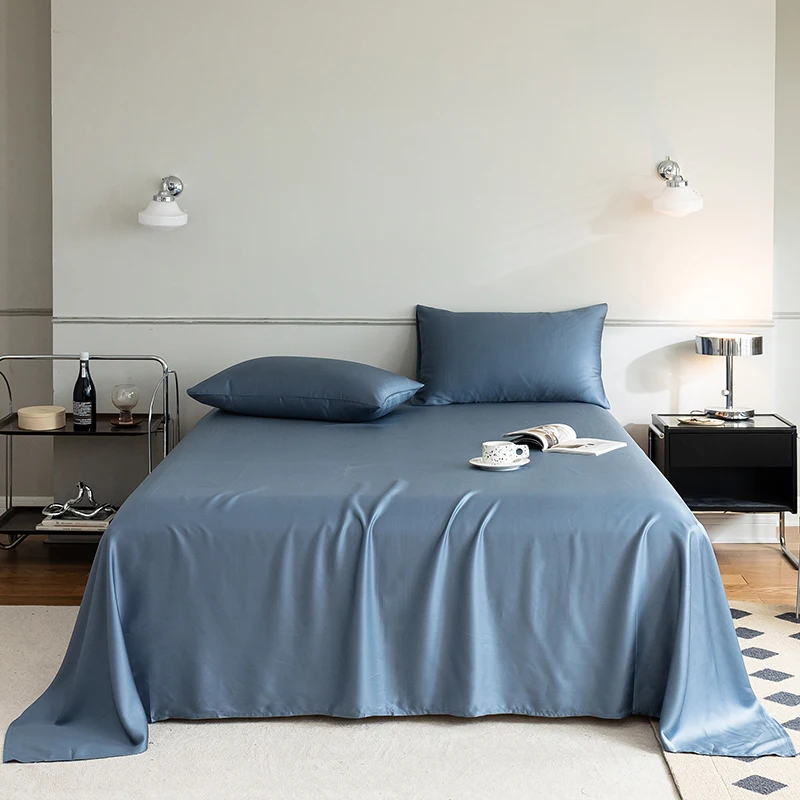 Factory Supplier Queen Size Bedsheet 60S Cotton Silk Fitted Sheet Pillowcases Set