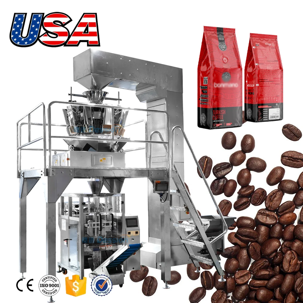 Custom Automatic Premium 2kg Coffee Bean Filling And Packing Machine With Breather Valve