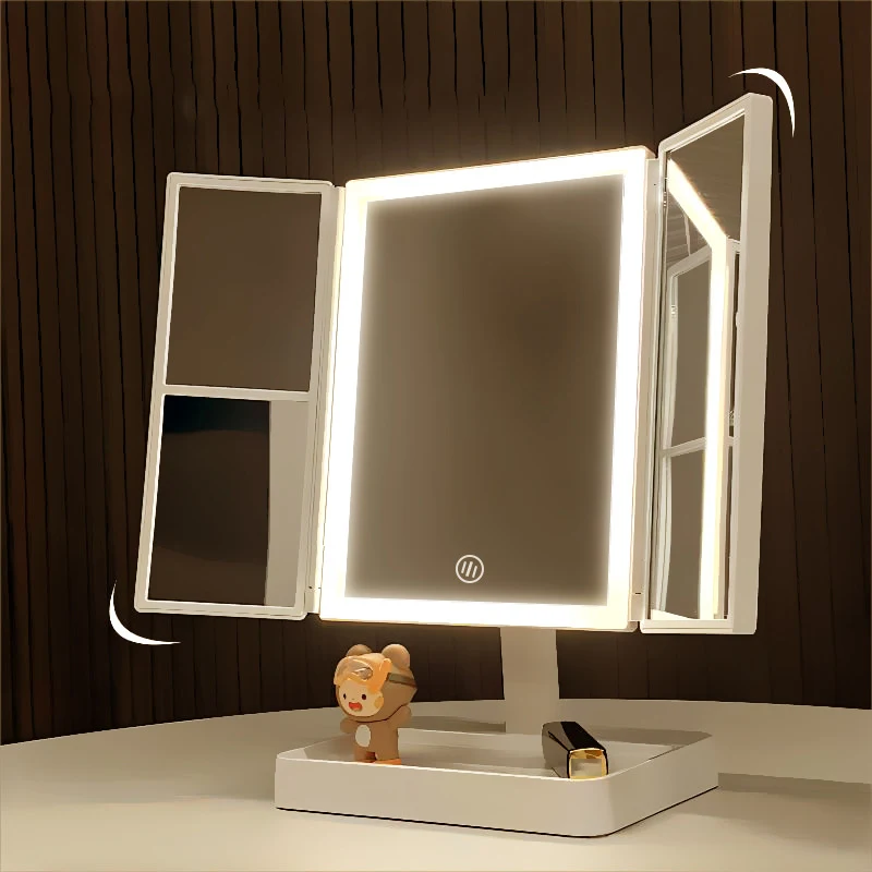 2024 New Led Makeup Vanity Mirror Portable Cosmetic Mirrors with Lights Table Lamp Portable Dresser For Women Gift