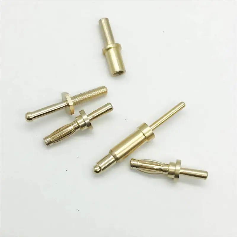 Customized 2a 4a brass gold plated male and female spring pins magnetic spring pins