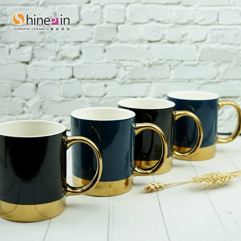 New Golden Edge Ceramic Coffee Cup Chinese Milk Cup Ins Coffee Cup Mugs With Golden Rim
