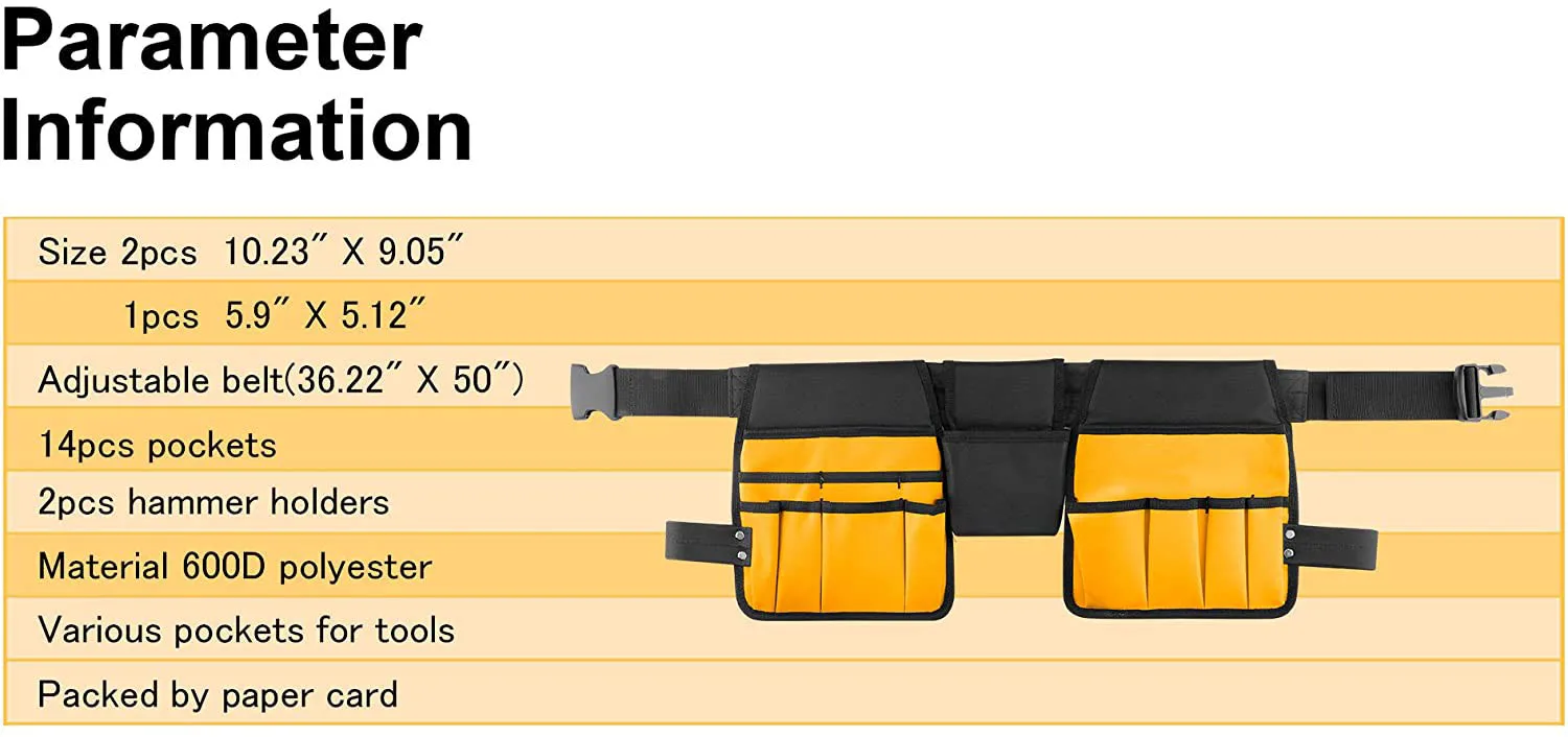 BSCI factory custom logo Heavy Duty adjustable waist Electricians Carpenters Plumbers Construction Tool Belt