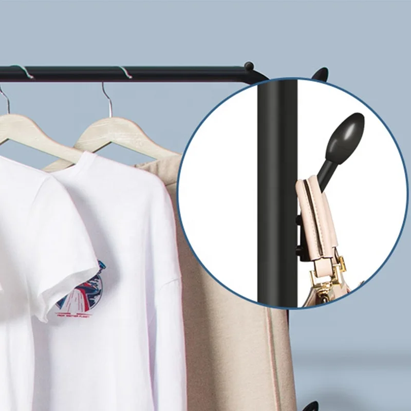 Two Pole Double Tiers Fashion Design Universal Floor Standing Metal Clothes Hooks And Hangers