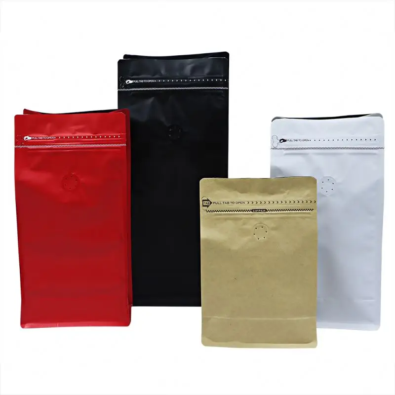 Packaging Bags Kraft Package Flat Bottom Foil Food Grain Gusset Holder In Tea Jute Paper Mini 1000 G With Valve Coffee Bag