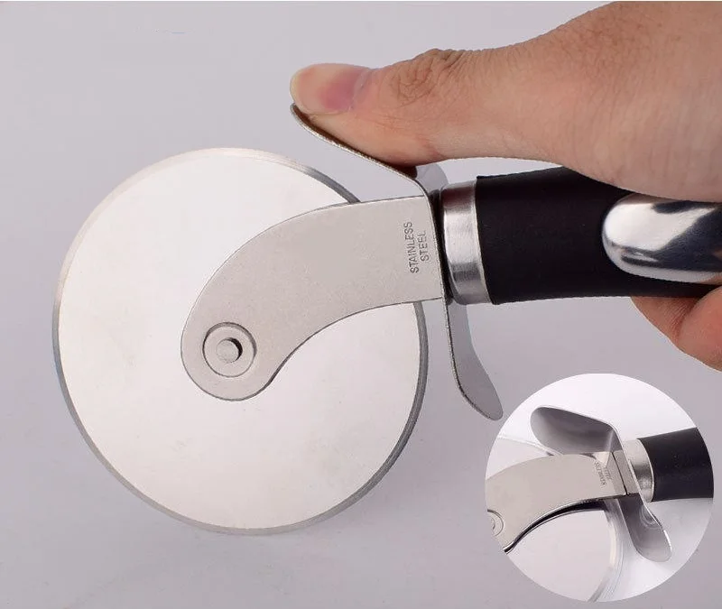 Best Premium Stainless Steel Pizza Wheel Cutter Knife and Pie Serve Classic Baking Tool Set Sharp Blade Non-Stick Pizza Cutting