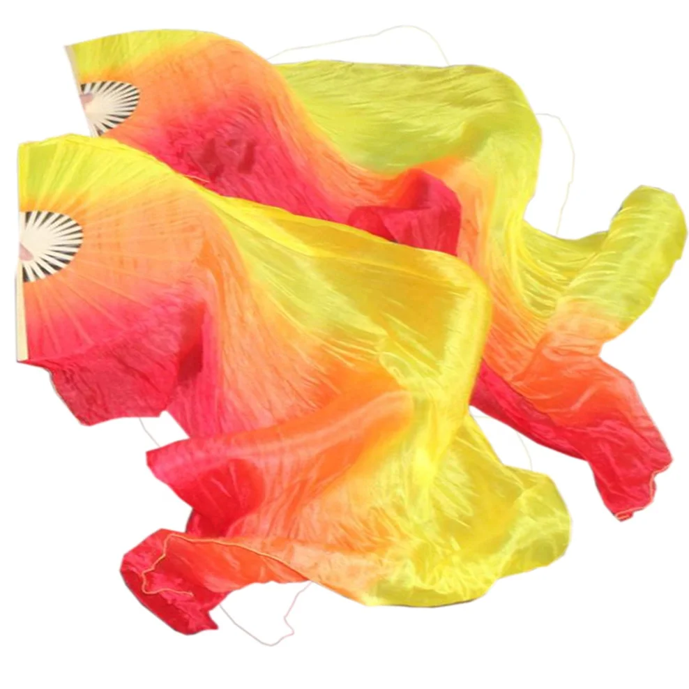 Cheap  Bamboo Handmade Dyed Performance Natural Silk Fans for belly dance