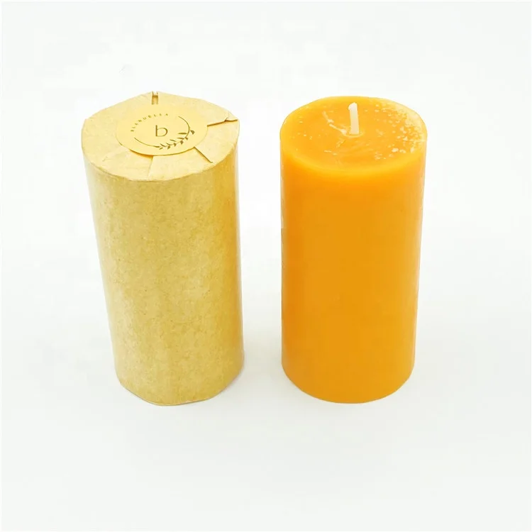 High Quality Scented Yellow Rustic Natural Beeswax Pillar Candles