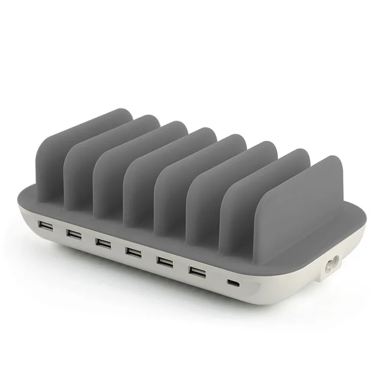 
7-Port USB Charging Station Dock - Compatible with iPhone 11 Pro Max/11 Pro/11, XS Max/XS/XR/X, 2019 iPad/2018 iPad Pro 