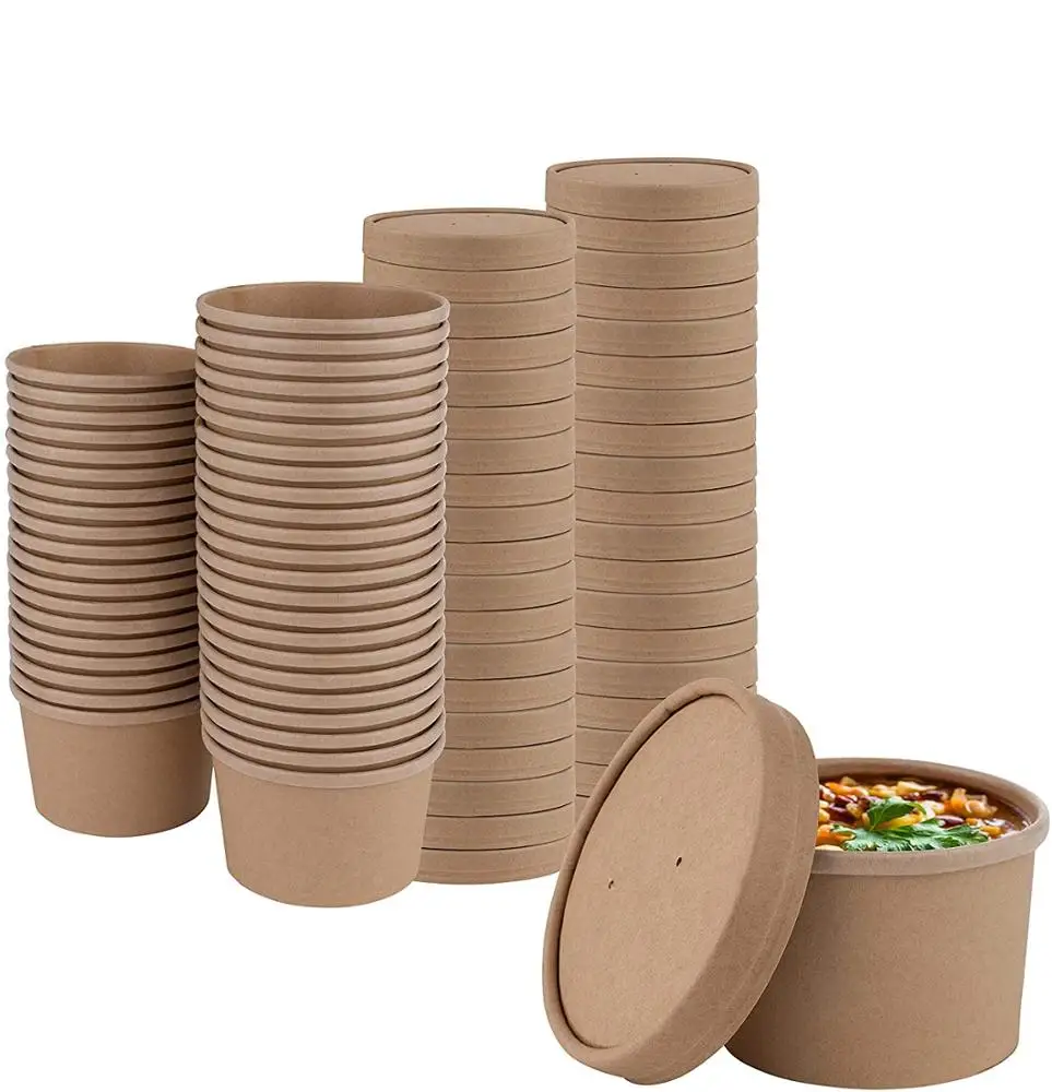 
Disposable Paper Soup Cup small size paper bowl with Dome Lid 