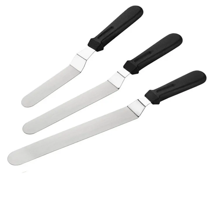 MJ Low Price Wholesale Cake Spatula Baking Tools 3-piece 6 Inch 8 Inch 10 Inch Stainless Steel Cake Spatula