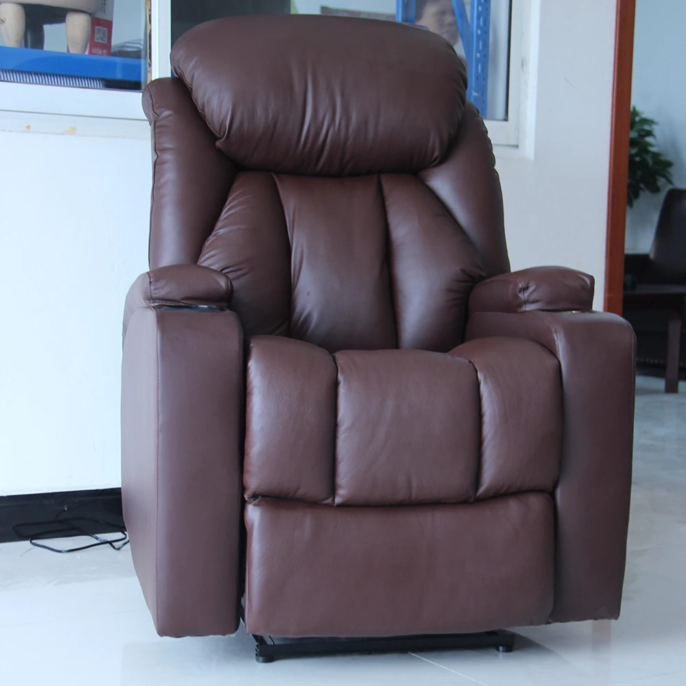 Living room comfortable electric cow leather massage recliner sofa