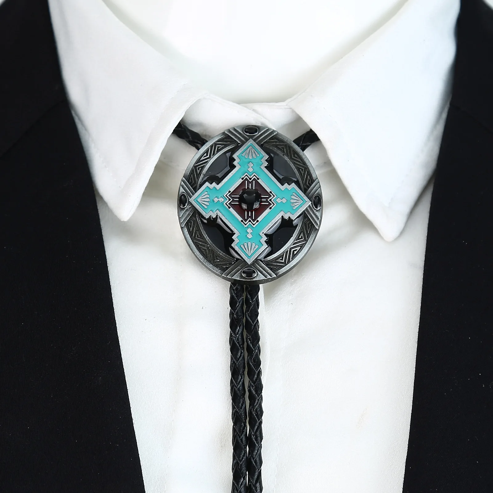 European and American fashion country guitar zinc alloy cowhide Bolo Tie  sweater chain