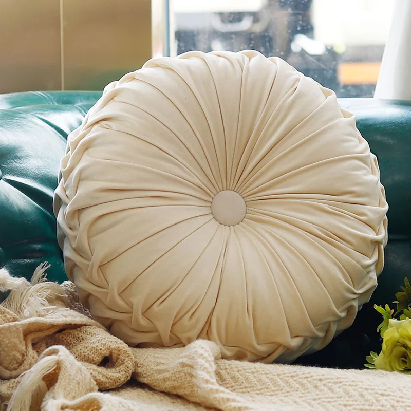 Round solid color Dutch velvet cushion sofa pumpkin pillow home decoration floor mat