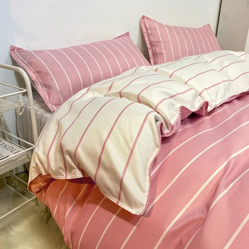 Custom color luxury pink low 4 pieces king size high quality comforters bedding set