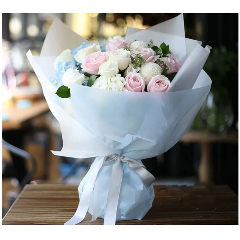 
Wholesale hot sale of translucent gift paper flowers waterproof plain mist face paper morning mist soft light wrapping paper 