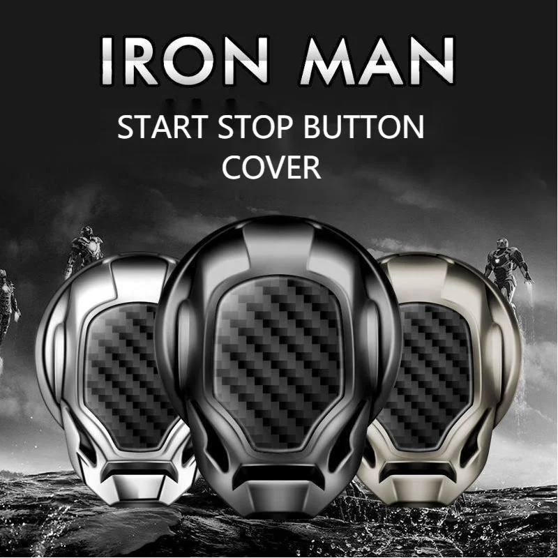 Iron Man Carbon Fiber Start Stop Cover Interior Engine Ignition Push Button Cover For Different Car Brands