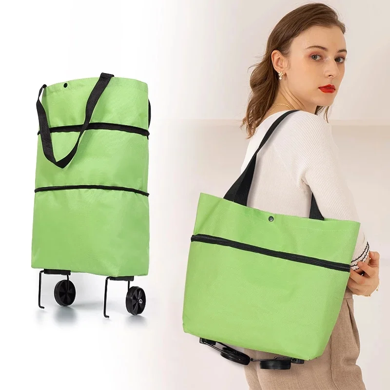 Foldable Trolley Sundries Bag Shopping Cart Reusable Grocery Shopping Box Bags with Wheels