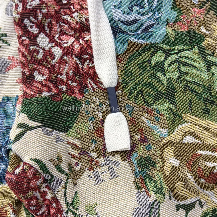 Custom hemp embroidery linen jacquard weave tapestry shorts for men