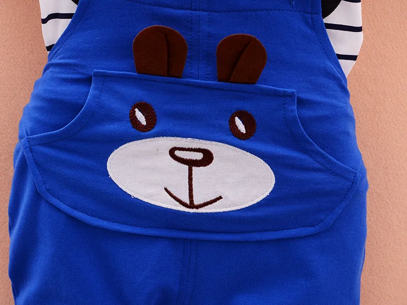 Baby Clothes Summer Toddler Kids Boys Striped Short Sleeved T-shirt Panda Straps Pants Overall 2 Pcs Boys Clothing Set
