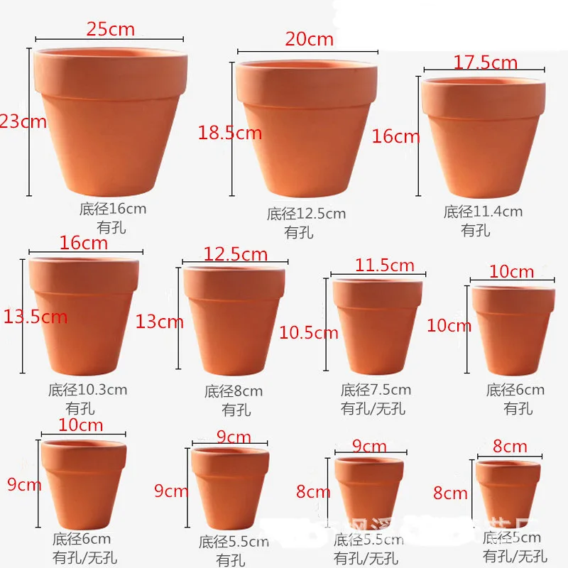 different sizes cheap indoor outdoor clay terracotta flower pot