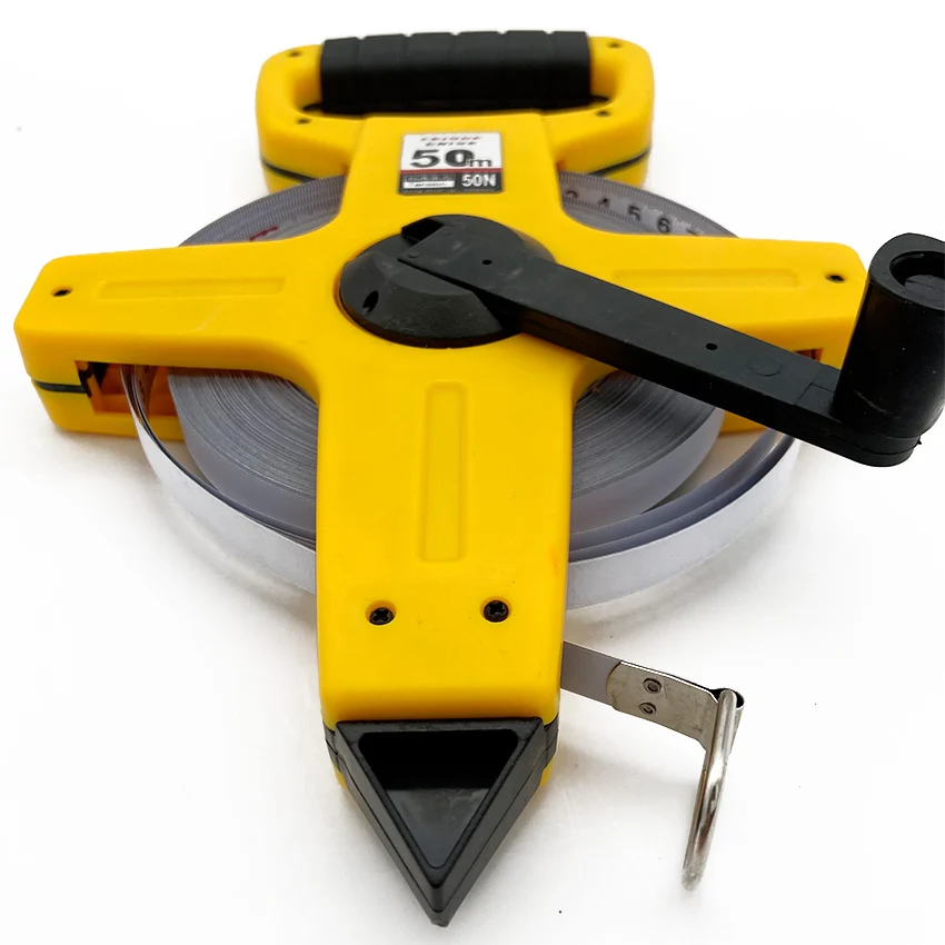 Portable plastic frame engineering ruler 65 manganese steel white paint inserted ground measuring tool ruler 100 meters large ta