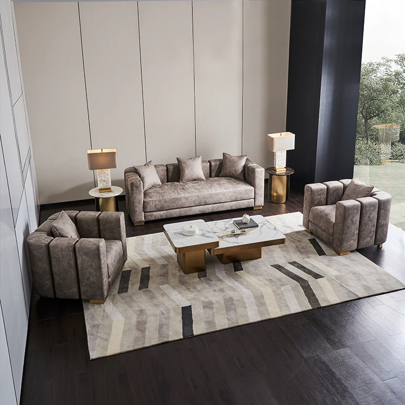 Italian luxury Armchair upholstered Velvet Fabric shining gold brass structure living room sofa furniture