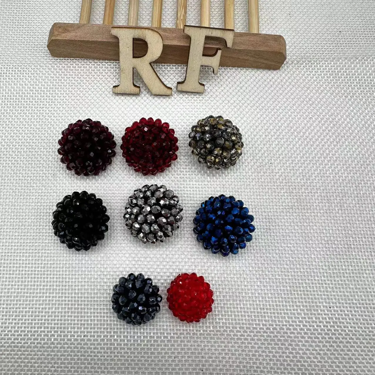 Classical Handmade Sewing Glass Beads Buttons Hand Beaded for Clothes Decorative
