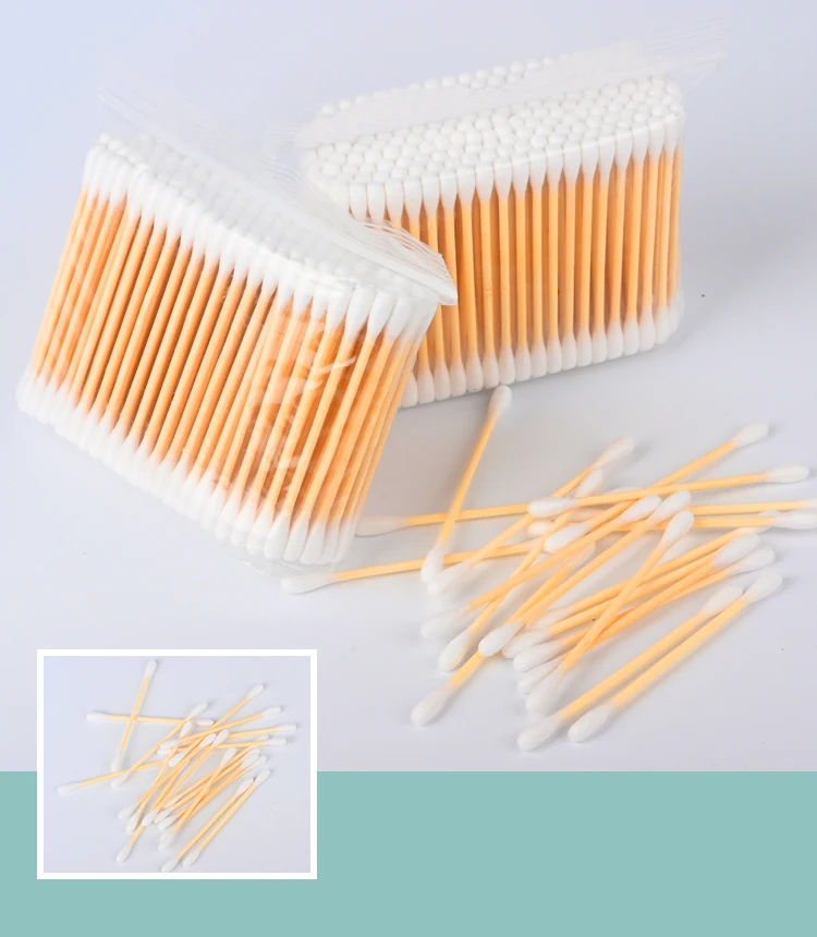 Wholesale Biodegradable Non-Pollution Cotton Swab Stick Wooden Cotton Swab Disposable Cleaning Cosmetic Cotton Swab
