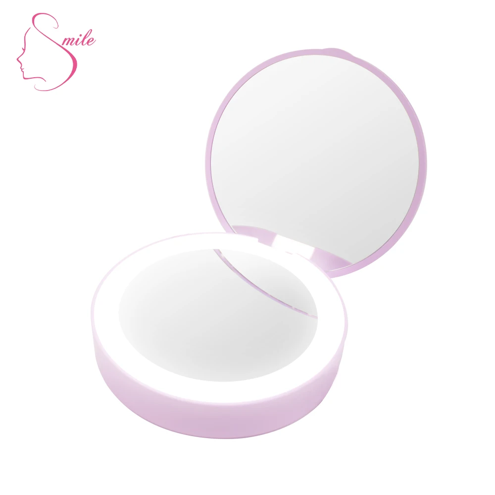 Portable Powerbank with Mirror 3000mAh Charger 1x/5x Magnified Compact Mirror with lights