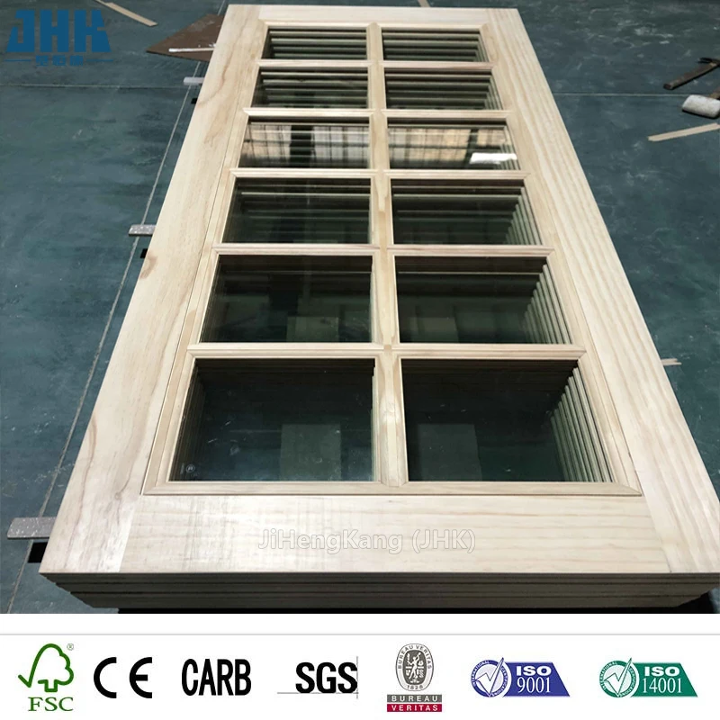 JHK-G27 Arched Glass Classroom Door Domed full view 8-way glass door custom High Quality Wood Composite Glass Door