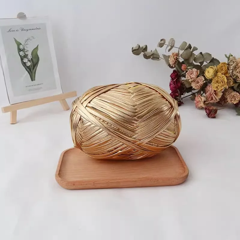 low price 100% polyester shiny leather yarn metal texture t-shirt yarn with metallic luster easy to hand weave