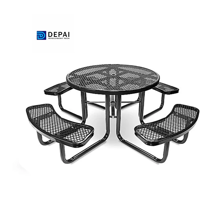 Round Shape Outdoor Furniture Powder Coated Picnic Tables with Low Price