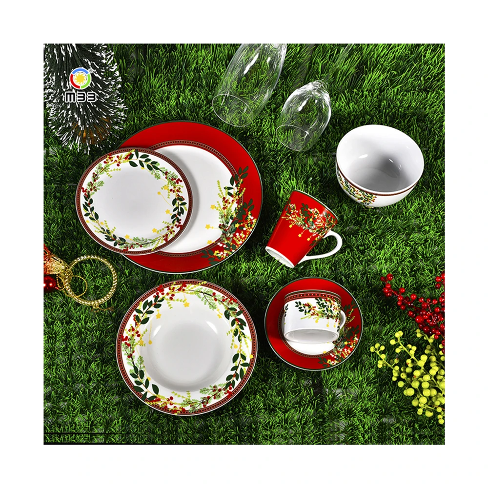 Wholesale Western Full Decal Unique Ceramic 18 Pcs Round Shape Dinner Dinnerware Set