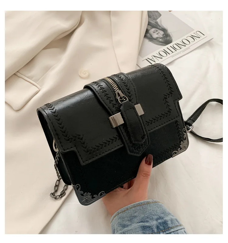 New Fashion Lady Leather Crossbody Bag Mini Ladies Purse Women Handbags Bolsas Dama Metal Chain Messenger Small Bag
