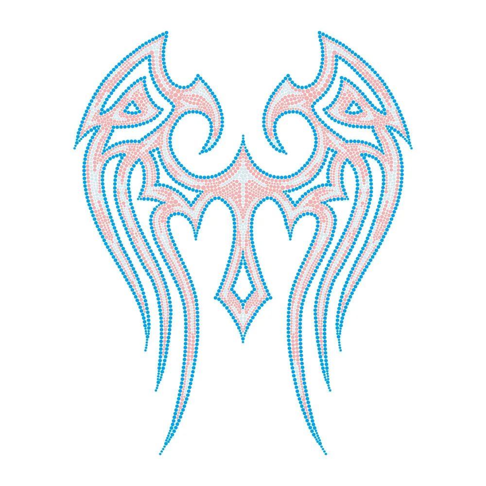 Popular Wing Rhinestone Design Custom Style Rhinestone Transfer Iron On Garment