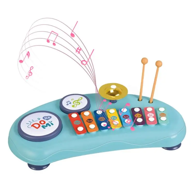 2 In 1 Xylophone Drum Set Music Instruments Birthday Gifts Multifunctional Clapping Drum Colorful 8 Tone Xylophone 2 Drums 1 Cym