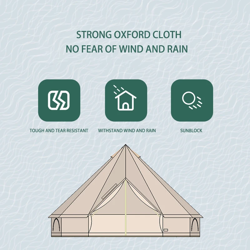 Outdoor 4 Season Waterproof Glamping Khaki Polyester 280G Cotton Fabric 3M 4M 5M 6M Light Luxury Mongolian Yurt Tent