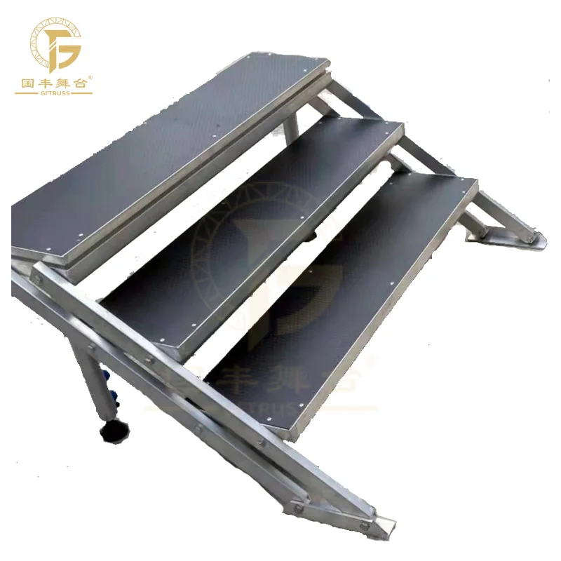 Aluminum Easy Assemble Adjustable Legs Event Stage Platform 3-steps Stairs for Simple Stage