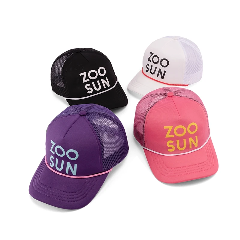 High quality custom silk screen printing logo sports trucker cap five-panel mesh foam trucker hat with rope custom