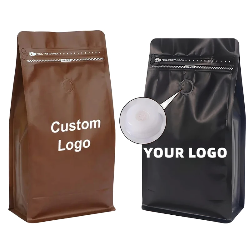 Custom 12Oz One Way Valve Custom Printed Coffee Bag Zipper Bag Plastic For Candy Coffee Food Packaging