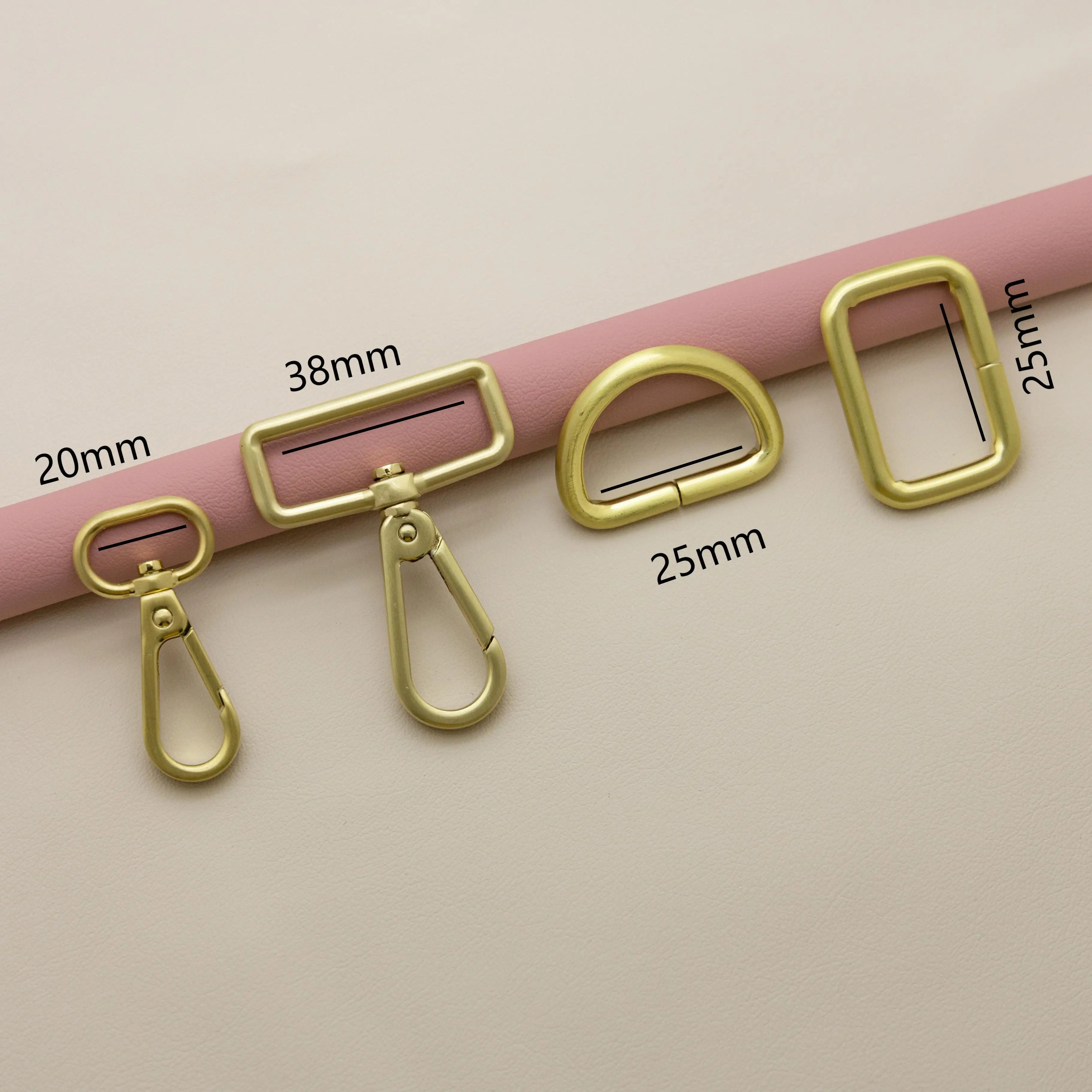 Custom Luxury Handbag Hardware D Ring Slider Buckle Set 20mm 25mm 32mm 38mm Swivel Snap Hook Customized Bag Accessories set