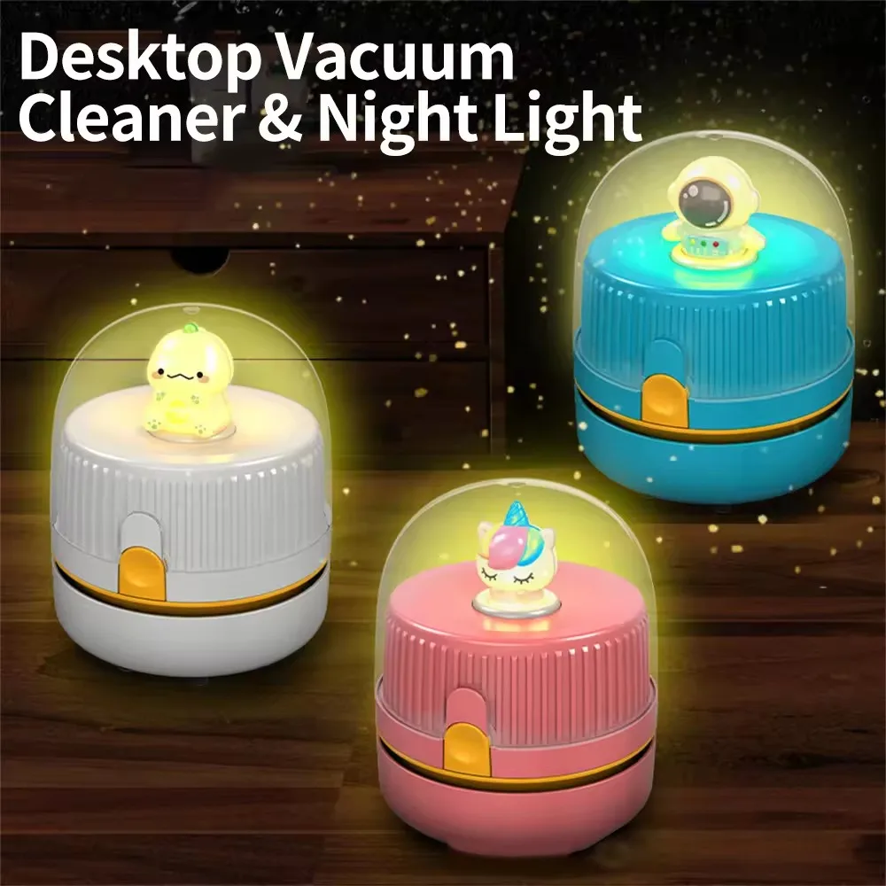 Usb Charge Mini Table Desktop Cleaning Dust Vacuum Cleaner Student Car Wireless Handheld Vacuum Cleaner with Night Light