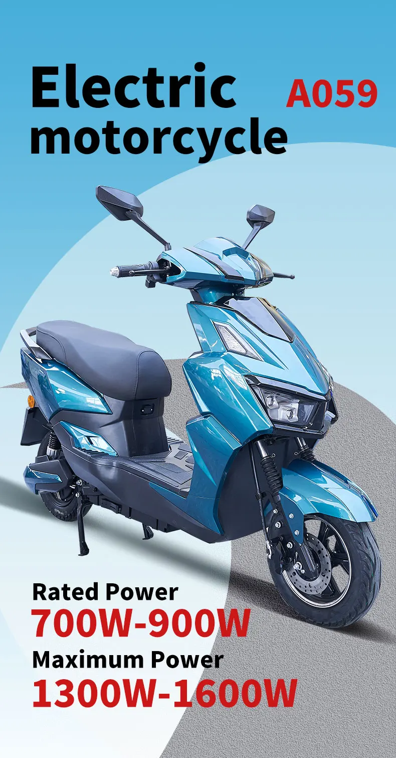 10/12 inch electric moped scooter adult 700-900W 40-50km/h speed 55-70km range ckd or skd electric motorcycle