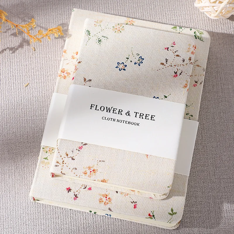 Wholesale  A6 B6 Flower Tree Fabric Cloth Hardcover Notebook Diary Journal