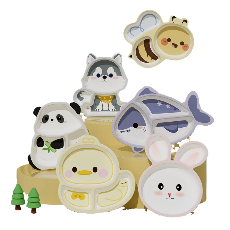Melamine Cartoon-Design Dinner Plate for baby products Kids Divided Compartments Safe Toddler Feeding Tableware Kindergarten