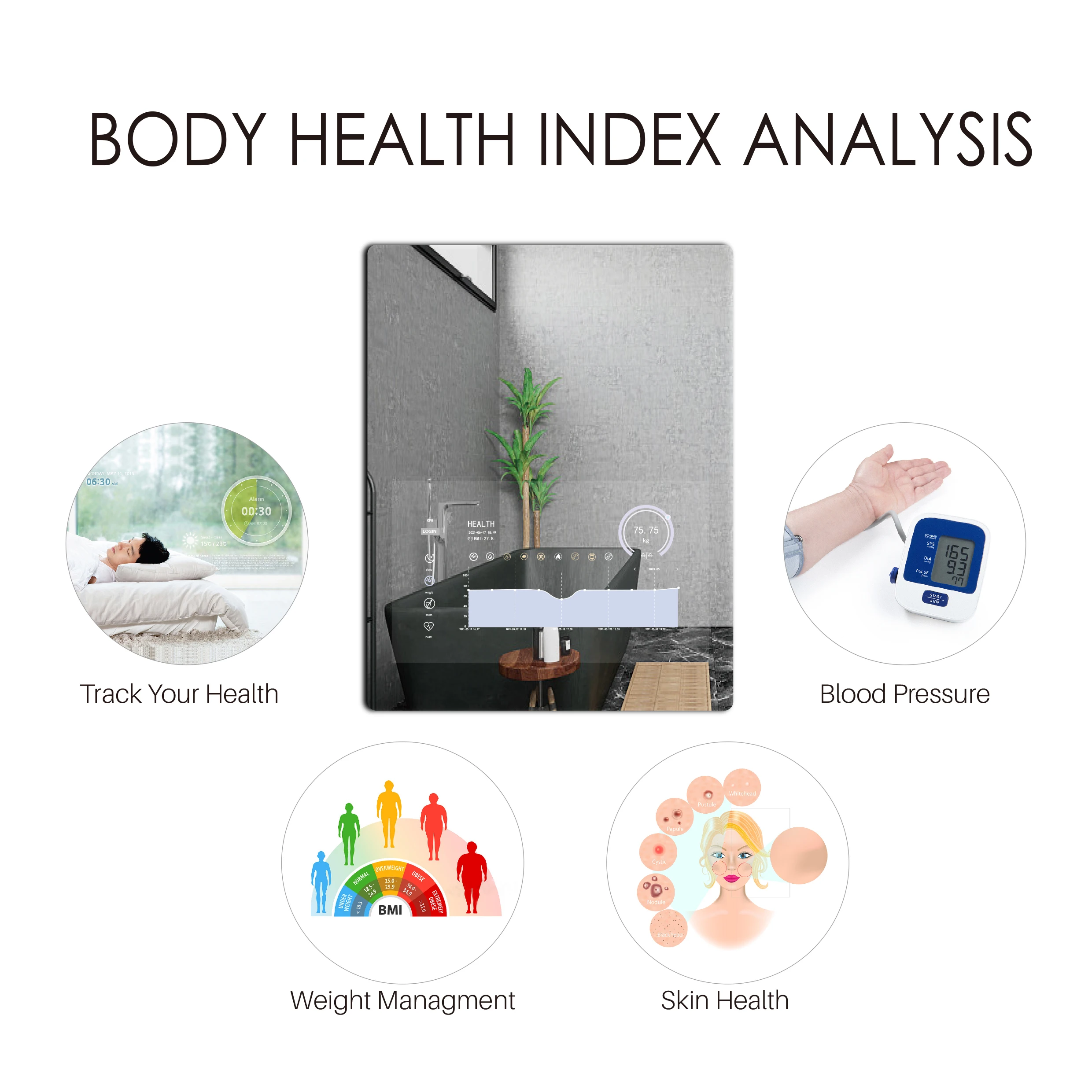 FUDAKIN Waterproof Led Smart Mirror Bathroom Wall Mounted Touch Screen Smart