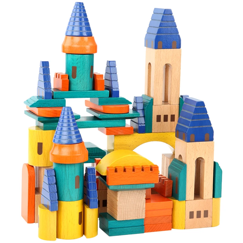OEM Early childhood education learning stacking building blocks toy 69PCS castle building blocks