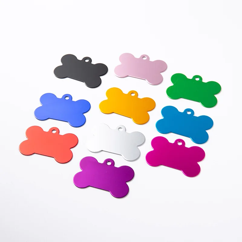 Hot Selling High Quality 10 Colors Anodized Aluminum Label Bone Shape Dog Tag Laser Pet Tag